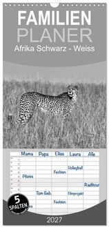 Produktbild: Familienplaner 2027 - Afrika Schwarz - Weiss mit 5 Spalten (Wandkalender, 21 x 45 cm) CALVENDO