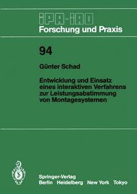 Produktbild: Entwicklung und Einsatz eines interaktiven Verfahrens zur Leistungsabstimmung von Montagesystemen