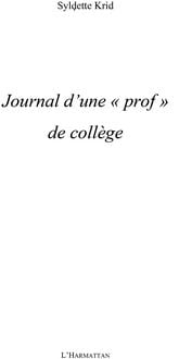 Produktbild: Journal d'une prof de college