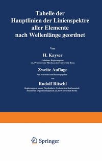 Produktbild: Tabelle der Hauptlinien der Linienspektre aller Elemente nach Wellenl&auml;nge geordnet