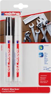 Edding 4-750-2-3999 750 Paint Marker Lackmarker Schwarz, Weiß 2 mm, 4mm