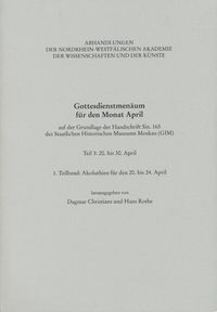 Produktbild: Gottesdienstmen&auml;um f&uuml;r den Monat April, Teil 3: 1. Teilband: Akoluthien f&uuml;r den 20.-24. April