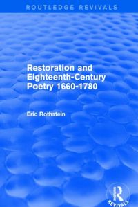 Produktbild: Rothstein, E: Restoration and Eighteenth-Century Poetry 1660