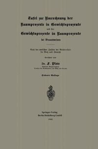 Produktbild: Tafel zur Umrechnung der Raumprozente in Gewichtsprozente und der Gewichtsprozente in Raumprozente bei Branntweinen