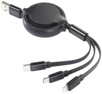 Produktbild: Renkforce USB-Ladekabel USB 2.0 USB-A Stecker 1.00m Chrom-Schwarz Flexibel RF-5800360