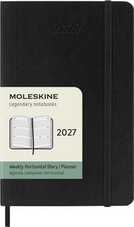 Produktbild: Moleskine 12 Monate Wochen Notizkalender 2027, Pocket/A6, 1 Wo = 2 Seiten, linierte Seiten, Weicher Einband, Schwarz