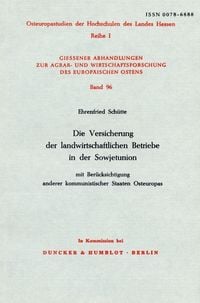 Produktbild: Die Versicherung der landwirtschaftlichen Betriebe in der Sowjetunion