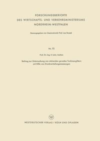 Produktbild: Beitrag zur Untersuchung von stehenden geraden Turbinengittern mit Hilfe von Druckverteilungsmessungen
