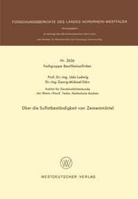 Produktbild: &Uuml;ber die Sulfatbest&auml;ndigkeit von Zementm&ouml;rtel