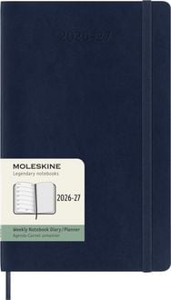 Moleskine 18 Monate Wochen Notizkalender 2026/2027, Large/A5, 1 Wo = 1 Seite, rechts linierte Seite, Weicher Einband, Saphir