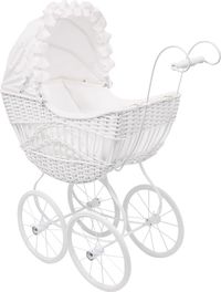Bild vom Artikel Small foot 8770 - Puppenwagen Evelin, Nostalgischer Stil, Metall/Korbgeflecht, weiß, Griffhöhe: 58cm vom Autor 