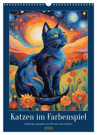Produktbild: Katzen im Farbenspiel (Wandkalender 2026 DIN A3 hoch), CALVENDO Monatskalender