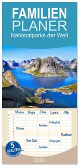 Produktbild: Familienplaner 2026 - Nationalparks der Welt mit 5 Spalten (Wandkalender, 21 x 45 cm) CALVENDO