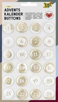 Produktbild: Folia Adventskalender Buttons PERLMUTT 24er Set