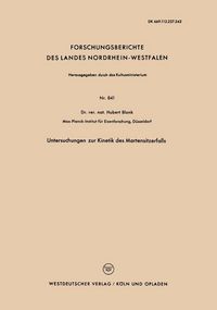 Produktbild: Untersuchungen zur Kinetik des Martensitzerfalls