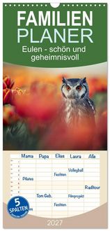 Produktbild: Familienplaner 2027 - Eulen - sch&ouml;n und geheimnisvoll mit 5 Spalten (Wandkalender, 21 x 45 cm) CALVENDO
