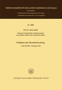 Produktbild: Probleme der Gewitterforschung