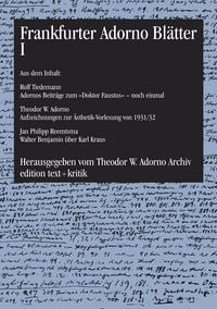 Produktbild: Frankfurter Adorno Bl&auml;tter I