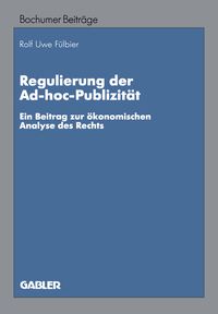 Produktbild: Regulierung der Ad-hoc-Publizit&auml;t