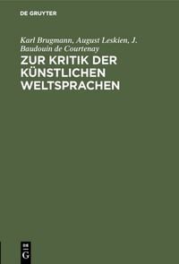 Produktbild: Zur Kritik der k&uuml;nstlichen Weltsprachen