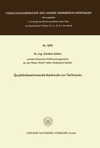 Produktbild: Qualit&auml;tsbestimmende Merkmale von Tierhaaren