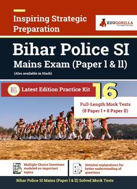 Produktbild: Bihar Police Sub Inspector (BPSI) Exam 2021 (Paper I & II) | 16 Full-length Mock Tests (Solved) | Latest Pattern Kit By EduGorilla