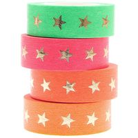 Produktbild: Tape Set Neon, Sterne MIX, 4 Stk, 1,5cm x 10m