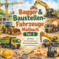 Produktbild: Bagger & Baustellen-Fahrzeuge Malbuch Teil 2