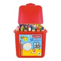 Produktbild Buntstift, Wasserfarbe & Wachsmalkreide - STABILO woody 3 in 1 - 38er Pack mit Spitzer und Pinsel - mit 38 verschiedenen Farben
