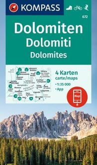 Produktbild: KOMPASS Wanderkarten-Set 672 Dolomiten, Dolomiti, Dolomites (4 Karten) 1:35.000