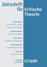 Produktbild: Zeitschrift f&uuml;r kritische Theorie / Zeitschrift f&uuml;r kritische Theorie, Heft 2 (1996)