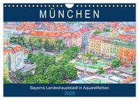 Produktbild: M&uuml;nchen - Bayerns Landeshauptstadt in Aquarellfarben (Wandkalender 2026 DIN A4 quer), CALVENDO Monatskalender