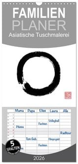 Produktbild: Familienplaner 2026 - Asiatische Tuschmalerei mit 5 Spalten (Wandkalender, 21 x 45 cm) CALVENDO