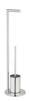 Produktbild: Stand WC-Garnitur Mod. Ferla, Edelstahl gl&auml;nzend, mit WC-Papierrollenhalter und WC-B&uuml;rste