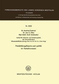 Produktbild: Preisbildungstheorie und -politik im Verkehrswesen