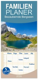 Produktbild: Familienplaner 2026 - Bezaubernde Bergseen mit 5 Spalten (Wandkalender, 21 x 45 cm) CALVENDO
