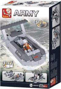 Sluban M38-B0537D - Army, Landungsboot, 3-in-1 Mini-Bausatz, Klemmbausteine