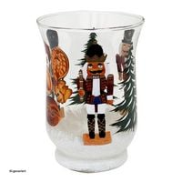 Produktbild: SIGRO Teelichthalter &Oslash; 11 cm Glas mit Weihnachtsmotiv Nussknacker