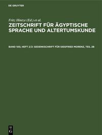 Produktbild: Gedenkschrift f&uuml;r Siegfried Morenz, Teil 2b