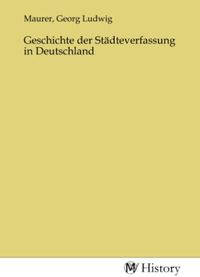Produktbild: Geschichte der St&auml;dteverfassung in Deutschland