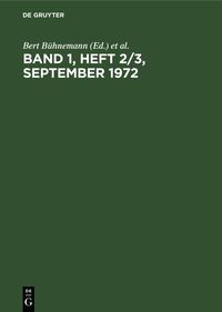 Produktbild: Band 1, Heft 2/3, September 1972