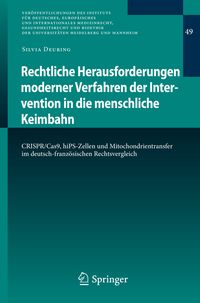Produktbild: Rechtliche Herausforderungen moderner Verfahren der Intervention in die menschliche Keimbahn