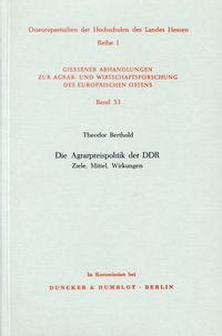 Produktbild: Die Agrarpreispolitik der DDR.