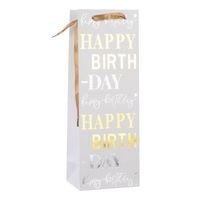 Produktbild: Idena Flaschentasche Happy Birthday wei&szlig; 12,5x35x9xcm 210g/m&sup2; Hei&szlig;pr&auml;gung