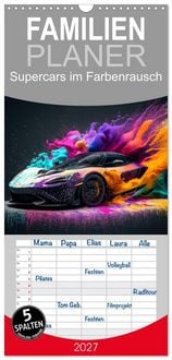 Produktbild: Familienplaner 2027 - Supercars im Farbenrausch mit 5 Spalten (Wandkalender, 21 x 45 cm) CALVENDO