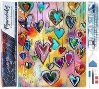 Produktbild: FiguredArt DP-052 - Diamond Painting, Herzen, 5D Bild (40x50cm) mit eckigen Steinen, DIY Bastelset