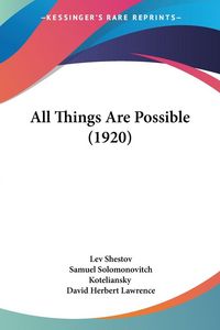 Produktbild: All Things Are Possible (1920)