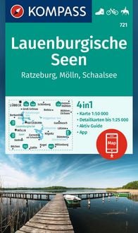 Produktbild: KOMPASS Wanderkarte 721 Lauenburgische Seen, Ratzeburg, M&ouml;lln, Schaalsee 1:50.000