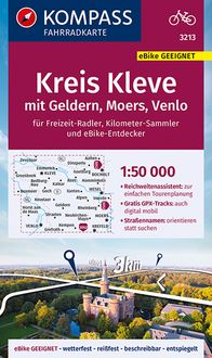 Produktbild: KOMPASS Fahrradkarte 3213 Kreis Kleve mit Geldern, Moers, Venlo mit Knotenpunkten 1:50.000