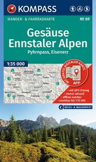 Produktbild: KOMPASS Wanderkarte 69 Ges&auml;use, Ennstaler Alpen, Pyhrnpass, Eisenerz 1:35.000